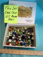 Vintage Glass & Agate Marbles In Cigar Box