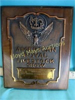 1967 Hereford Steers Bronze &  Wood Show Plaque