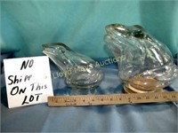 2pc Glass Frog Canisters