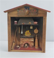 Anri Germany Wood Fireplace Shadow Box
