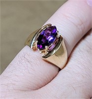 Amethyst and 14k Yellow Gold Ring