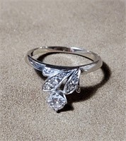14k White Gold and Diamond Engagement Ring
