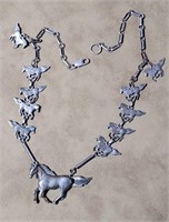 Sterling Silver Horse Link Necklace