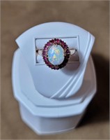 Coober Pedy Australia Fire Opal Ruby Gold Ring