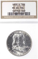 1958-d Franklin Half Dollar (NGC MS64 FBL)