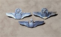 3 Sterling Silver Pilot Flight Wings Korean War