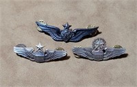 Lot of 3 Sterling Silver 2.5" Pilot wings