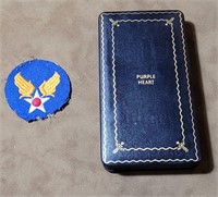 Empty WW2 Purple Heart Box and Air Corps Patch