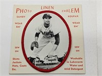 Vintage Sandy Koufax Photo Linen Patch Emblem