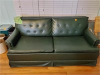 VINTAGE GREEN LEATHER COUCH