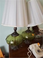 PAIR OF VINTAGE GREEN TABLE LAMPS