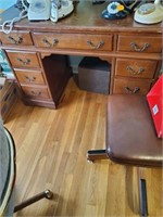 OLD WOOD DESK AND OFFICE CHAIR