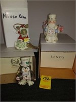 Lenox Ornaments Penguin, Mouse, Santa 24K