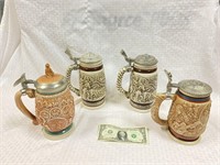 Collection of 4 Beer Steins