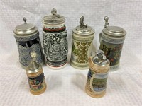 5 Pcs. Selection of Beer Steins, 1 Lighter