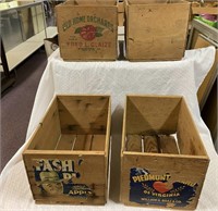 4 Pcs. Vintage Wooden Apple Crates