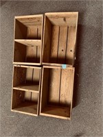 4 Vintage Wood Crate Boxes