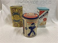 3 Pcs Vintage Food Tins