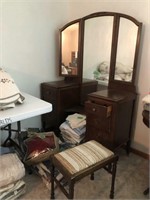 vintage vanity, mirror, w/bench, bring help load