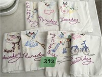 embrodiered days of the week tea towels