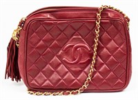 Chanel Red Quilted Leather Camera Handbag