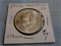 1948 Mexico 5 Pesos BU