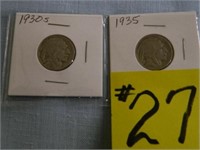 1930s, 1935 Buffalo Nickels
