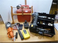 Gas Can / Tool Box with Tools / Trouble Light
