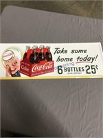 Coca-Cola tin sign, 10x28"