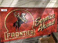 Frontier Service Ahead tin sign, 18x36