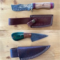 Pair of Unique Custom Damascus Knives