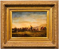 William Turner Dannat "Cavalry" Oil, 19th C.