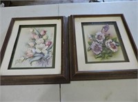 Pair 3 D Florals Signed By Artist