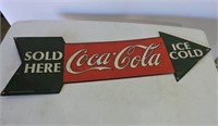 Tin Coke Directional Sign Dated 1990
