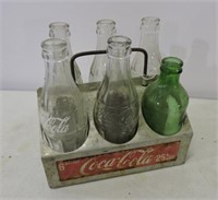 Coca-Cola Metal Bottle Holder & Contents