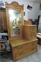 Antique Dresser & Beveled Glass Mirror