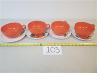 4 Vintage Soup Mug and Saucer Sets