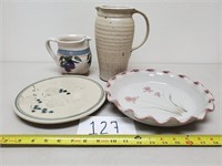 Pottery - Plate, 2 Pitchers & Pie Plate (No Ship)