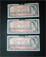 1954 Canadian Two Dollar Bills