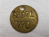 1920's/30's Mine ID Brass Tag 1 & 3/4" Diameter