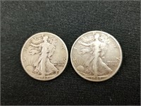 Two 1942 Silver Liberty Half Dollars