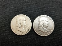 1951 & 1952 Franklin Silver Half Dollars