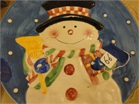 Snowman Plate and Clear Serving Platter