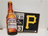 Budweiser Beer Metal Sign Pittsburgh Pirates