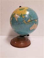 Vintage Metal World Globe 11" H
