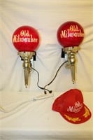 2 Old Milwaukee Beer Lights WORK & Hat