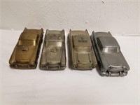 4 Vintage Metal Car Banks