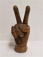 Hand Carved Wooden Peace Sign 6 & 1/2" H