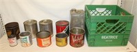 8+ Vintage Cans in Milk Crate