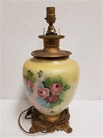 Vintage Floral Electrified Oil Lamp 20" H